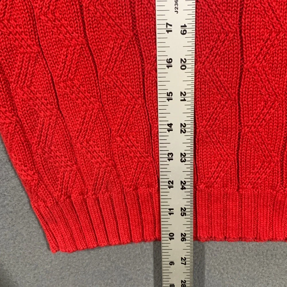 Towncraft Sweater Mens XXL Red Cable Knit Ramie Cotton Pullover Vintage 90s Crew